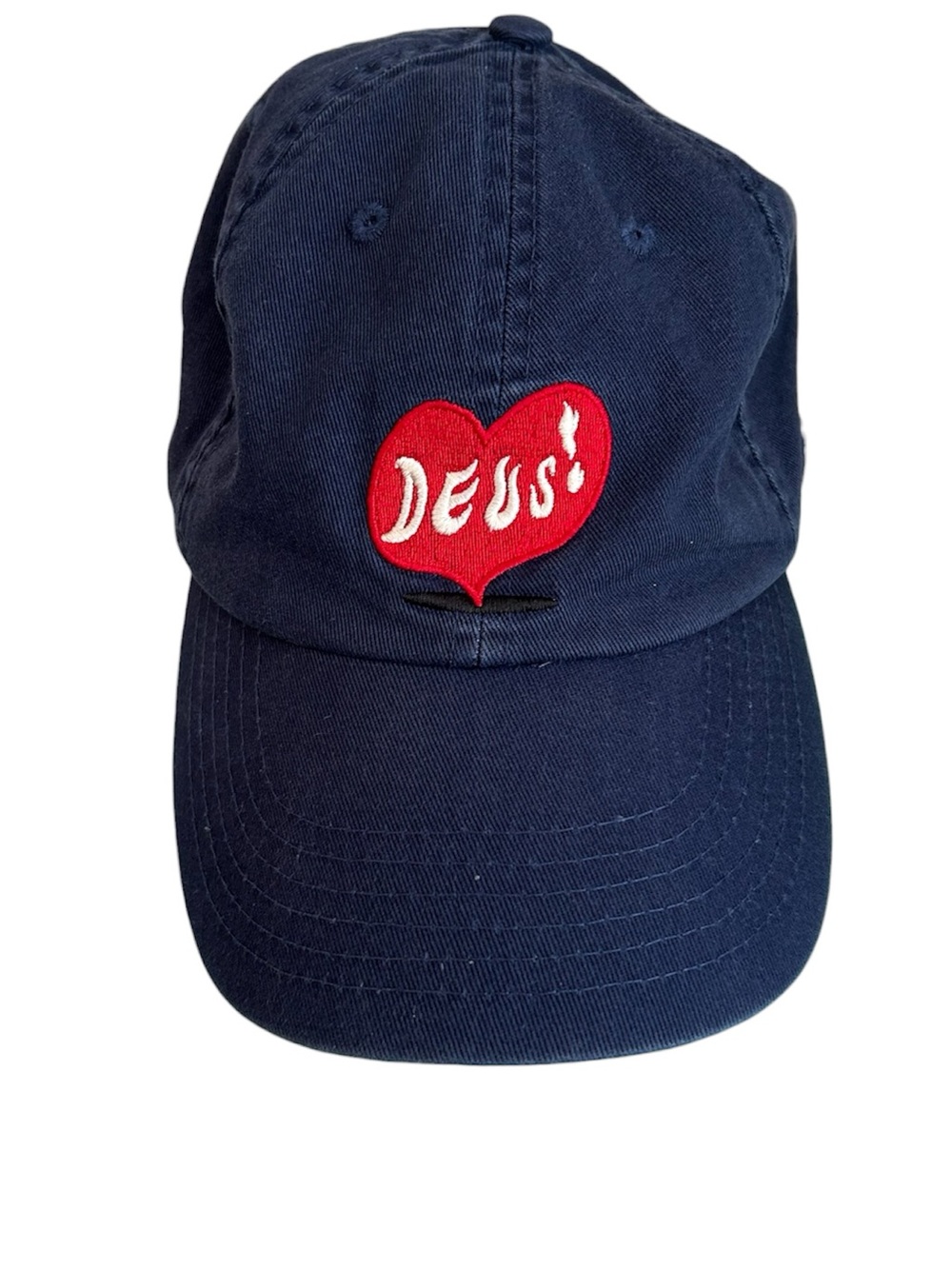 Navy Deus Ex Machina Deep Cut Dad Cap  baseball hat w/ embroidered heart logo
